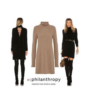 PHILANTHROPY CITY MINI DRESS NUDE TAN WOMENS SIZE M WOOL/CASHMERE BLEND